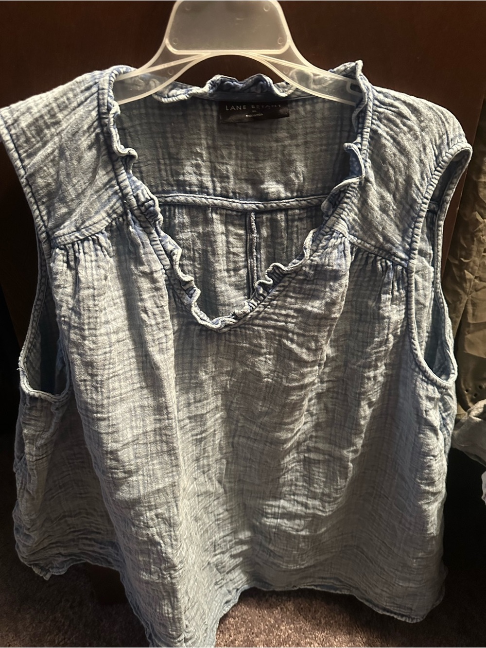 Lane Bryant Pale Blue Ruffle V-Neck Sleeveless Camisole